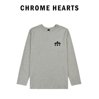 Chrome Hearts Cross Flocked Long Sleeve T-Shirt Grey