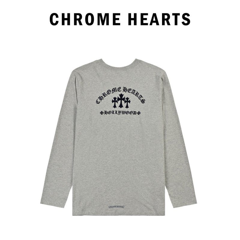 Chrome Hearts Cross Flocked Long Sleeve T-Shirt Grey view