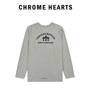 Chrome Hearts Cross Flocked Long Sleeve T-Shirt Grey view 2