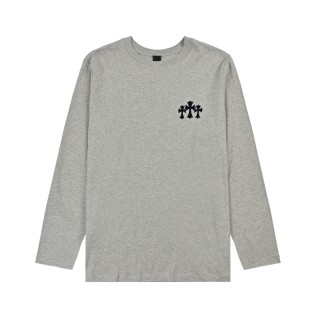 Chrome Hearts Cross Flocked Long Sleeve T-Shirt Grey view 3