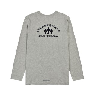 Chrome Hearts Cross Flocked Long Sleeve T-Shirt Grey view 4