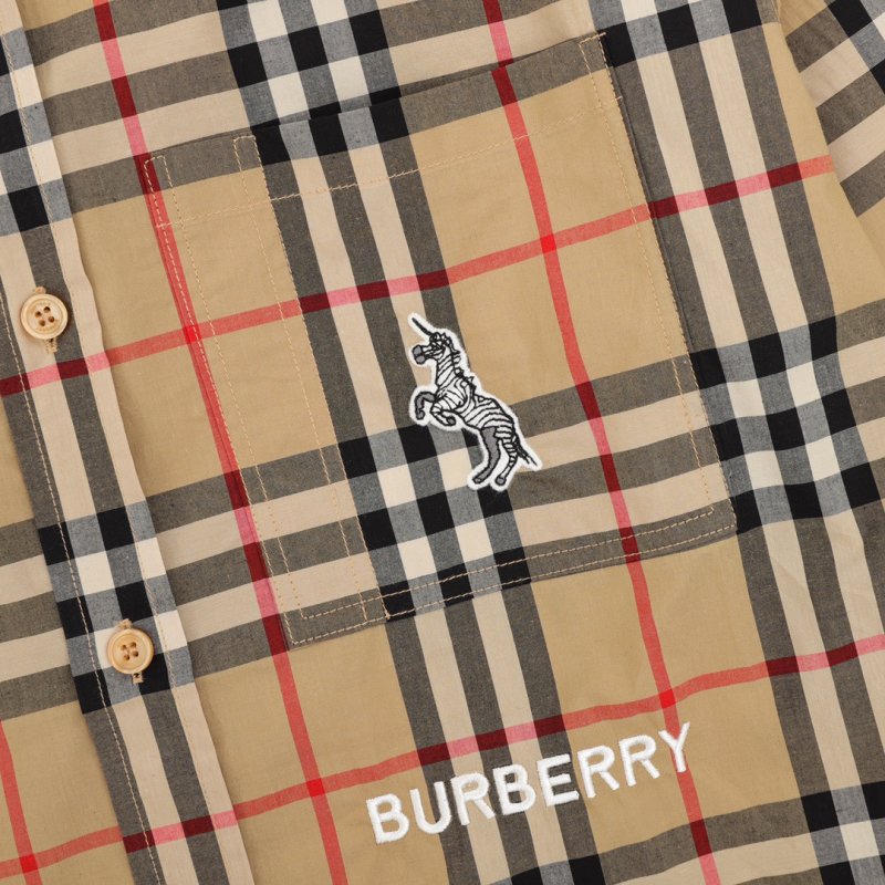 Burberry Nova Check Plaid Button-Up Shirt Beige view