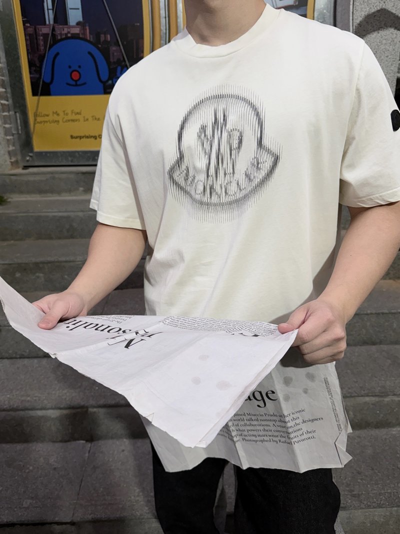 Moncler White Graphic Logo T-Shirt