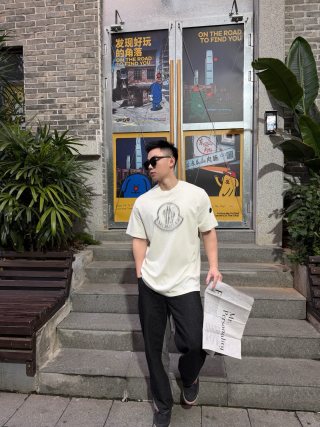 Moncler White Graphic Logo T-Shirt view 2