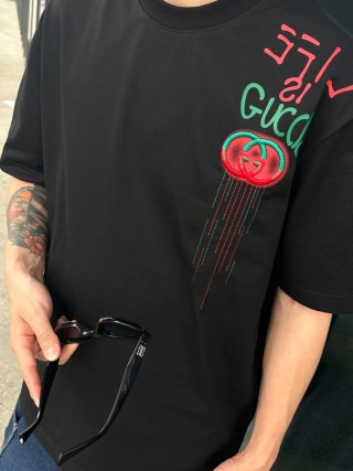 Gucci GG Embroidered Black T-Shirt