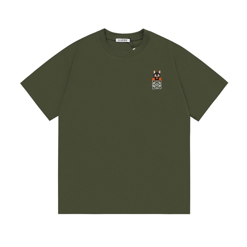 Olive Green Cat Graphic Short Sleeve T-Shirt view
