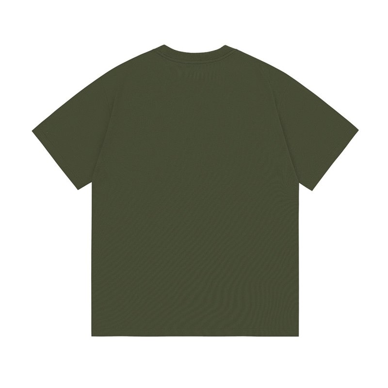 Olive Green Cat Graphic Short Sleeve T-Shirt view