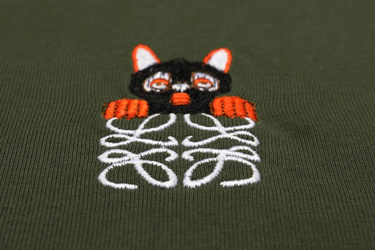 Olive Green Cat Graphic Short Sleeve T-Shirt view