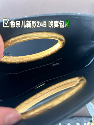Chanel 24B Evening Bag Black Gold Hardware view 8