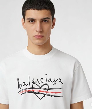 Balenciaga White Signature Graphic Short Sleeve T-Shirt view 3