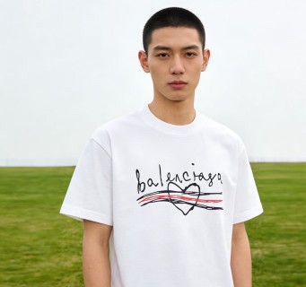 Balenciaga White Signature Graphic Short Sleeve T-Shirt view 5