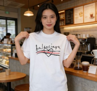 Balenciaga White Signature Graphic Short Sleeve T-Shirt view 7