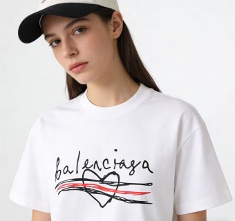 Balenciaga White Signature Graphic Short Sleeve T-Shirt view 8