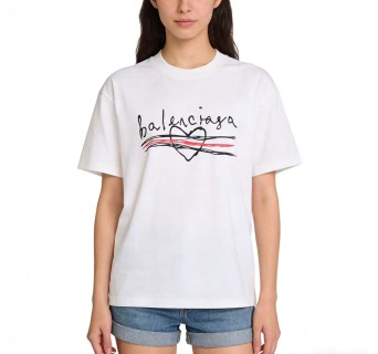 Balenciaga White Signature Graphic Short Sleeve T-Shirt view 9