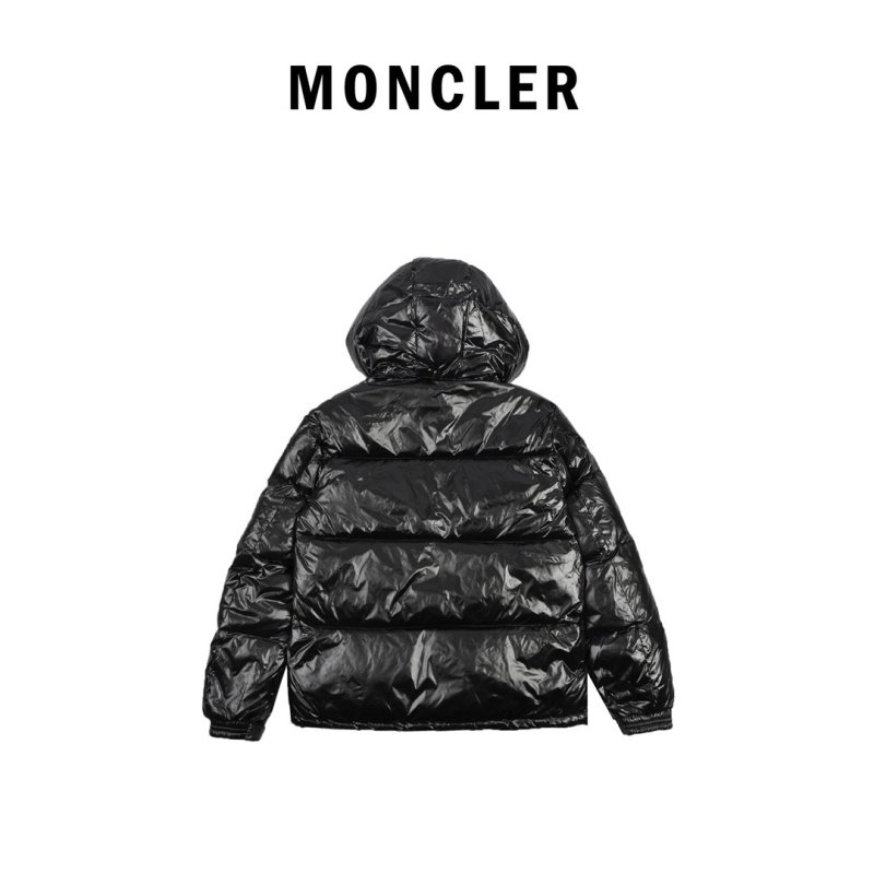 Moncler Black Down Puffer Jacket with Red Zip view