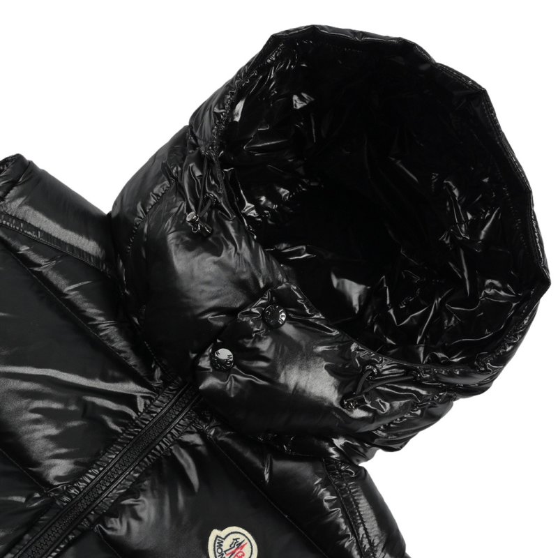 Moncler Black Down Puffer Jacket with Red Zip view