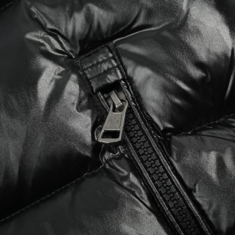 Moncler Black Down Puffer Jacket with Red Zip view