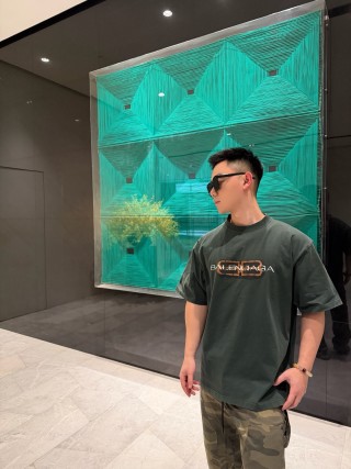 Balenciaga Charcoal Logo Short Sleeve T-Shirt view 3
