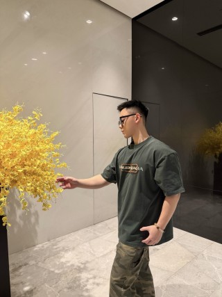 Balenciaga Charcoal Logo Short Sleeve T-Shirt view 7