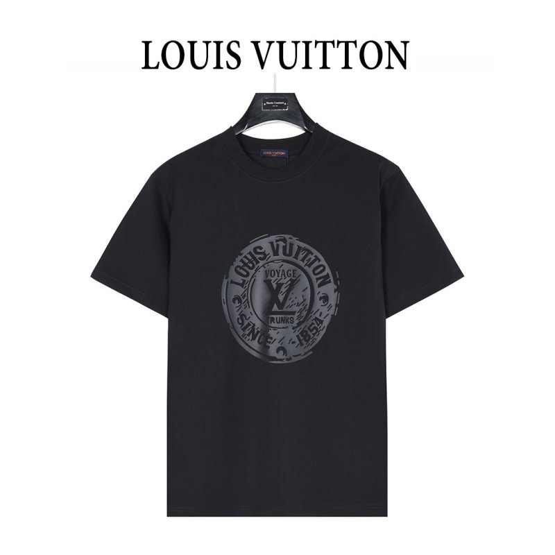 Louis Vuitton Voyage Trunks Circle Logo Black T-Shirt view