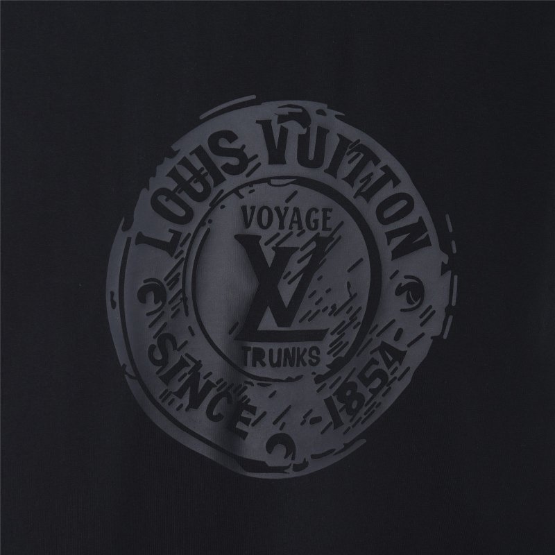 Louis Vuitton Voyage Trunks Circle Logo Black T-Shirt view