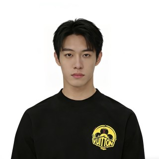 Louis Vuitton Black Yellow Logo Short Sleeve T-Shirt