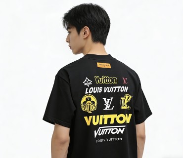 Louis Vuitton Black Yellow Logo Short Sleeve T-Shirt view 2
