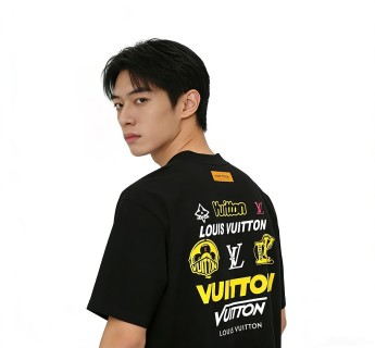 Louis Vuitton Black Yellow Logo Short Sleeve T-Shirt view 4
