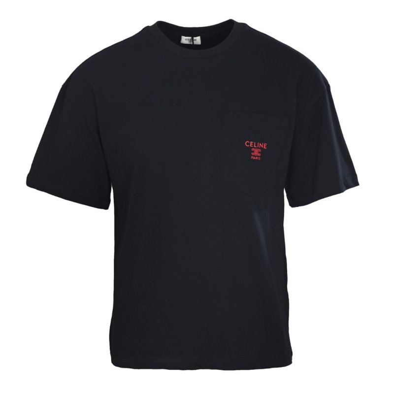 Celine Navy Embroidered Logo T-Shirt view