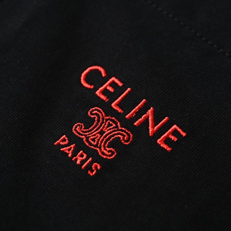 Celine Navy Embroidered Logo T-Shirt view