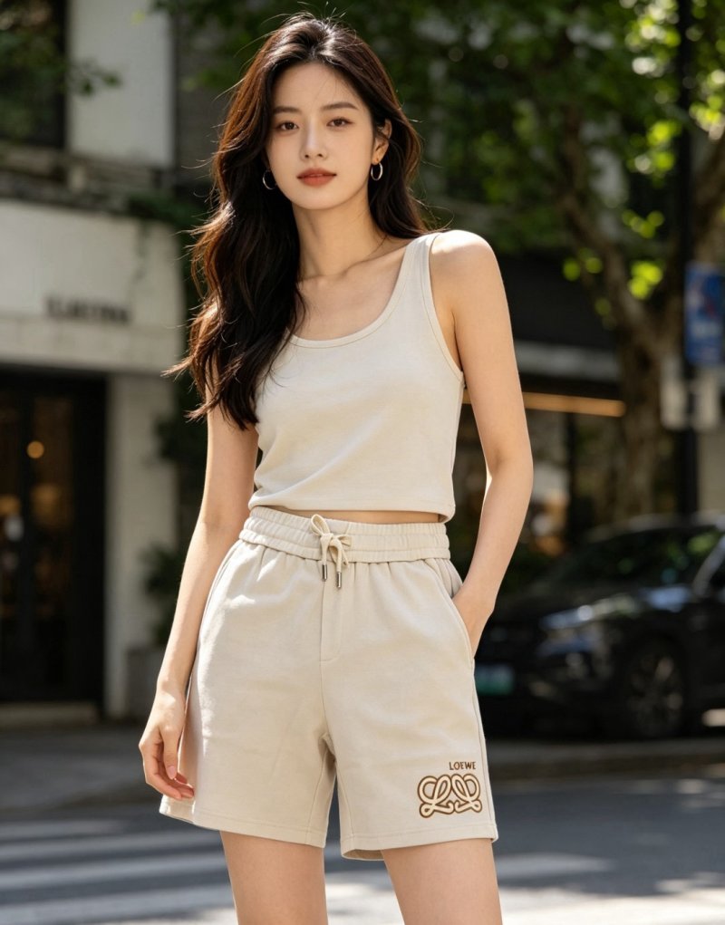 Loewe Cream Logo Shorts