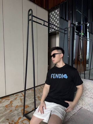 Fendi Blue Logo Black T-Shirt view 2