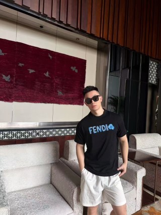 Fendi Blue Logo Black T-Shirt view 4