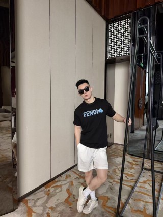 Fendi Blue Logo Black T-Shirt view 5