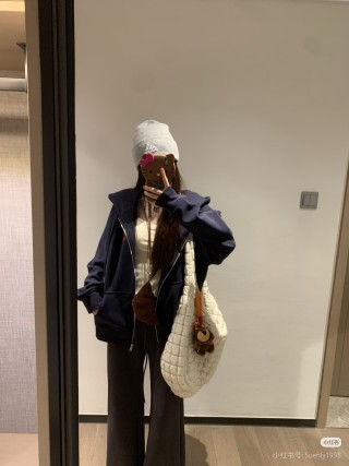 Navy Zip-Up Bomber Jacket view 8