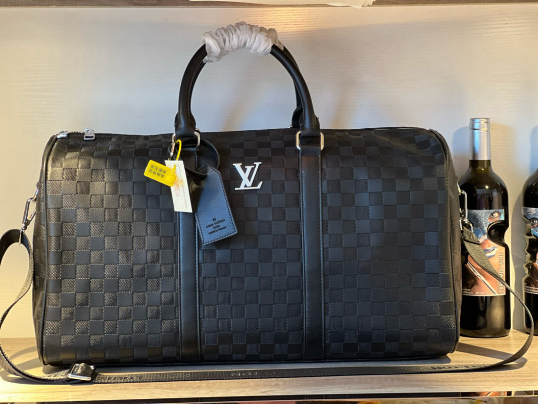 Louis Vuitton Damier Ebene Travel Duffel Bag Black