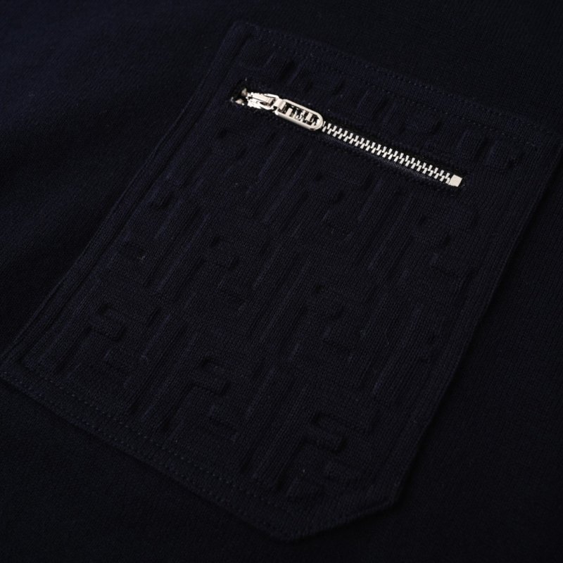 Fendi Navy Crewneck Sweater with Zipped Pocket view