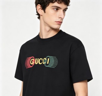 Gucci Striped Logo Black T-Shirt