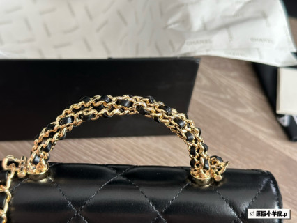 Chanel Black Quilted WOC Wallet On Chain Gold Hardware view 4