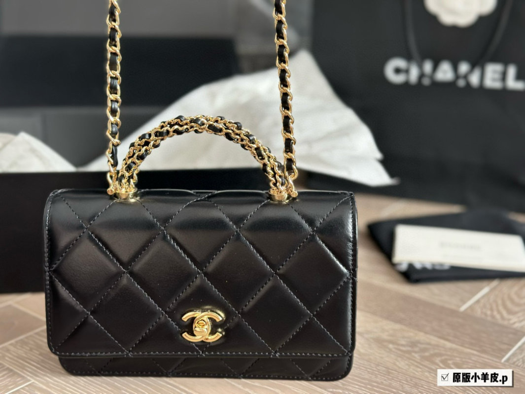 Chanel Black Quilted WOC Wallet On Chain Gold Hardware view