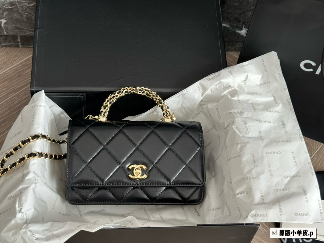 Chanel Black Quilted WOC Wallet On Chain Gold Hardware view