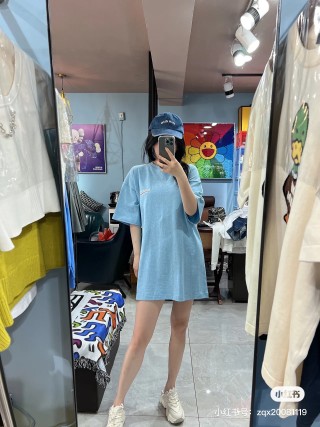 Blue Short Sleeve T-Shirt with Small Embroidered Logo view 6