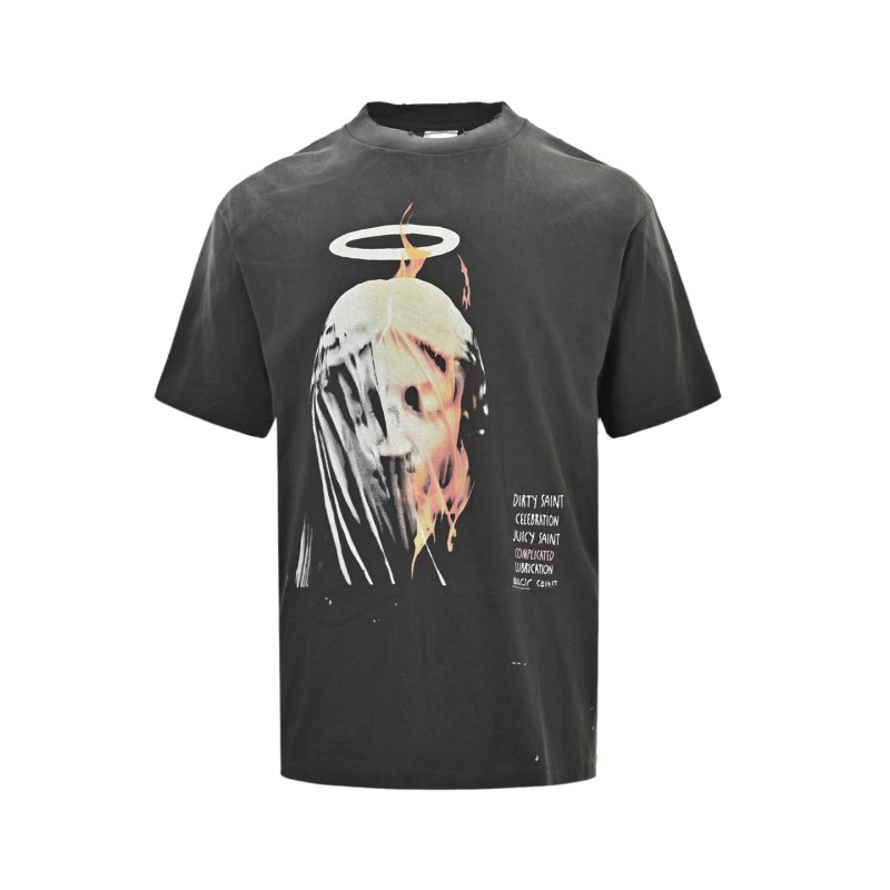 Black Graphic Angel Halo T-Shirt view