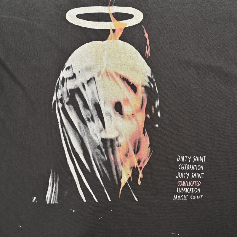 Black Graphic Angel Halo T-Shirt view
