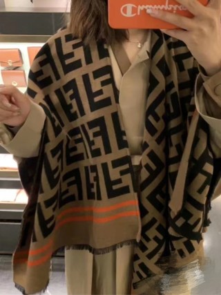 Fendi Monogram Wool Knit Scarf - Black & Tan view 4