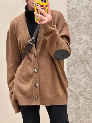Camel Oversized Button-Up Cardigan Sweater view 3