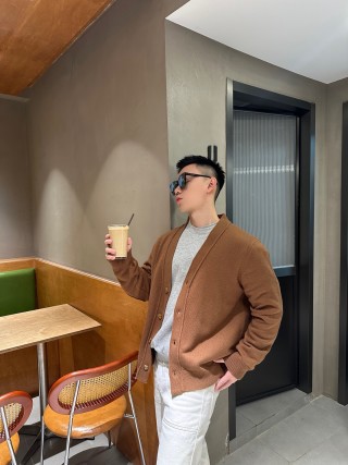 Camel Oversized Button-Up Cardigan Sweater view 4
