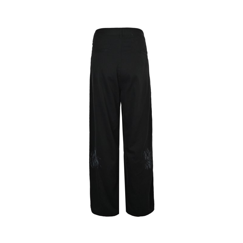 Black Distressed Wide-Leg Jeans with Purple Graffiti Details view