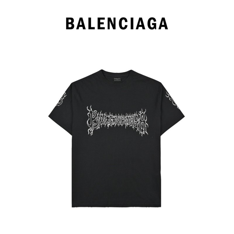 Black Graphic Print Short Sleeve T-Shirt with Distressed Design view