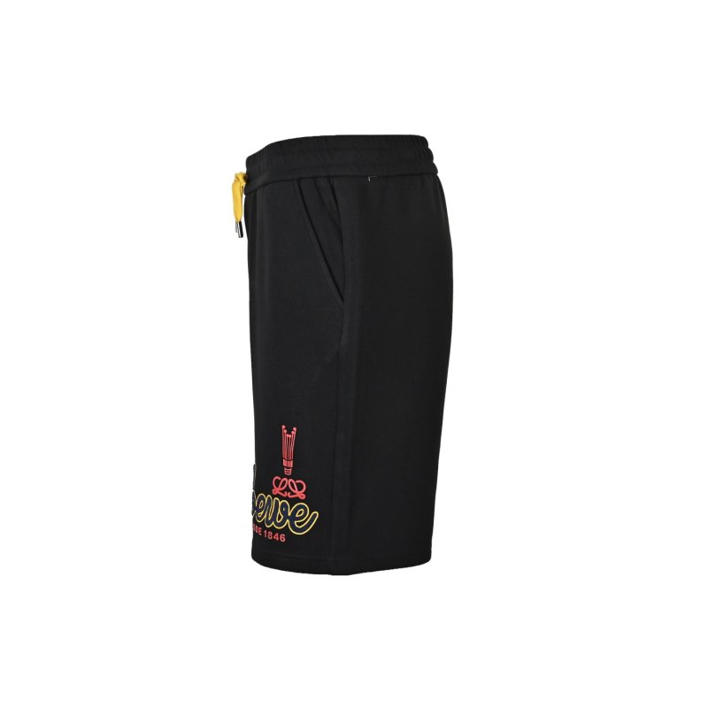 Loewe Black Logo Shorts with Yellow Drawstring view
